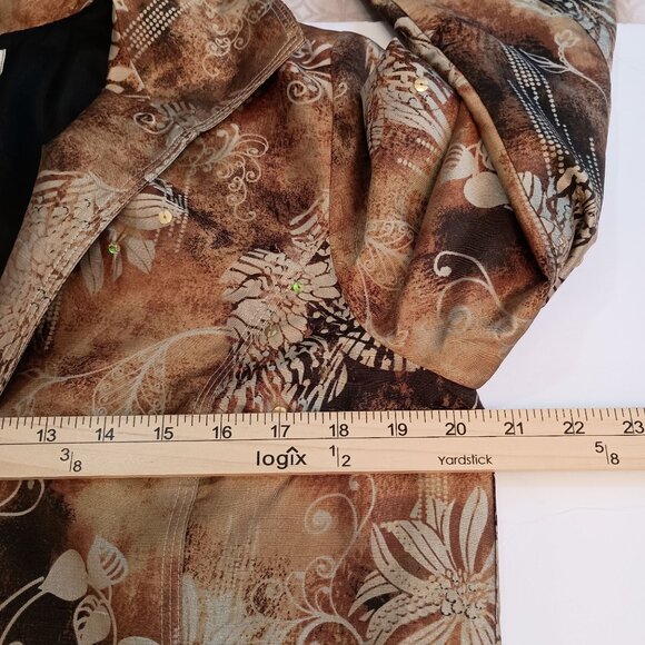Chicos Open front Floral Silk Blend Womens Jacket Front Pockets Lightweight Sz M - Picture 6 of 8